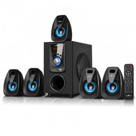 BEFREE SOUND 5.1 Channel Surround Sound Bluetooth Speaker System With 4 In. Amplifier- Blue BFS-400
